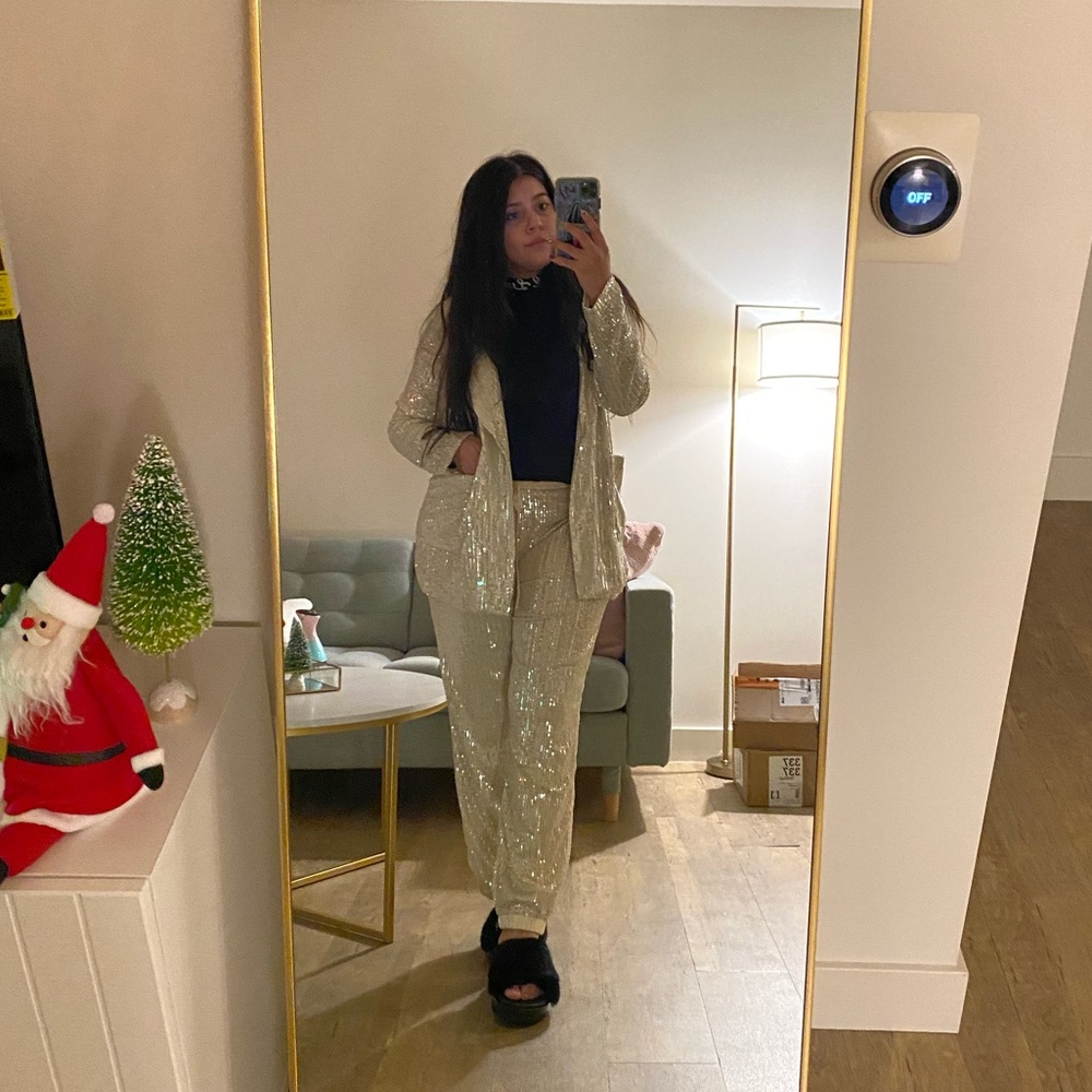 *RESTOCKED* Champagne Showers Gold Sequin Jacket and Pant Set - Picture 6 of 6